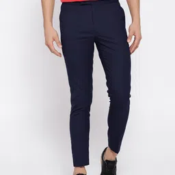 DENNISON Men Comfort Tapered Fit Wrinkle Free Solid Trousers-image-90