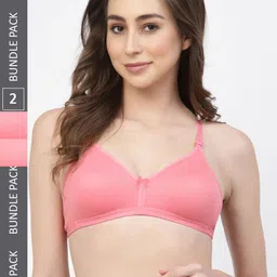Floret Pack Of Two Solid Seamless Non Padded Transparent Back T-shirt Bras-47