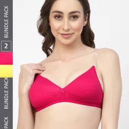 Floret Pack Of Two Solid Seamless Non Padded Transparent Back T-shirt Bras-43