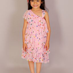 LIL DRAMA Girls Conversational Printed Layered A-Line Dress-image-52