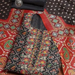 Biba Floral Priented Therad Work Tissue Unstitched Dress Material-image-50