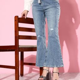 The Roadster Life Co. Women Light Blue Bootcut Preppy College cool Y2K Fits Jeans-image-84