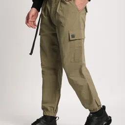 THE BEAR HOUSE Men Mid-Rise Easy Wash Regular Fit Cargos Trousers-image-79