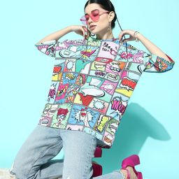 Berrylush Women Printed Drop-Shoulder Sleeves T-shirt-image-47