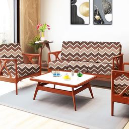 ohello 10 Pcs Brown & White Stretchable Elasticated Printed Polyester Sofa Seat Covers-image-86