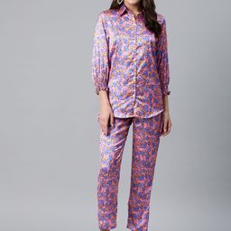 Readiprint Fashions Printed Satin Longline Shirt & Trousers-image-75