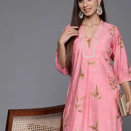 Libas Floral Printed Regular Gotta Patti Kurta with Palazzos-16