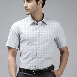 Blackberrys Men Grey Pure Cotton India Slim Fit Checked Formal Shirt-picture-57