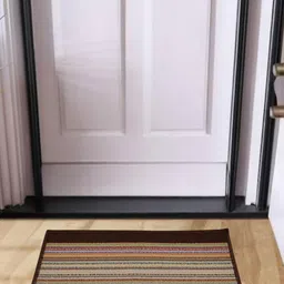 DREAM WEAVERZ Tan & Blue Striped Cotton Anti Skid Doormat-picture-33