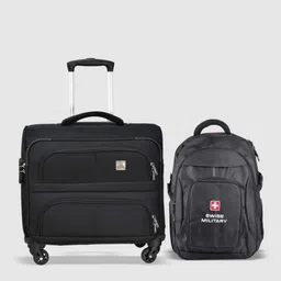SWISS MILITARY Set Of 2 Soft-Sided Overnighter Trolley Overnighter & Laptop Backpack-36