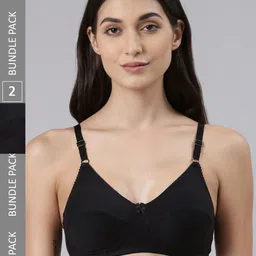 Dollar Missy Pack of 2  Cotton Wire-Free Uplift Support Bra DES-1201-R3-BLK-PO2-picture-17
