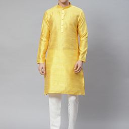 Luxrio Men Floral Embroidered Kurta with Pyjamas-image-14