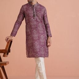 KISAH Men Ethnic Motifs Printed Regular Kurta with Trousers-image-81
