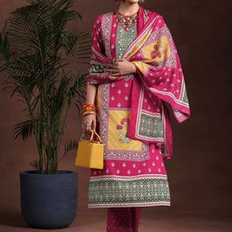 Libas Women Floral Printed Regular Kurta with Trousers & With Dupatta-1