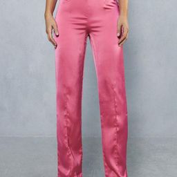 MISSPAP Women Satin Finish High-Rise Parallel Trousers-image-8