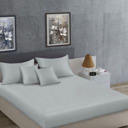 KLOTTHE Grey 400 TC King Bedsheet with 2 Pillow Covers-image-97