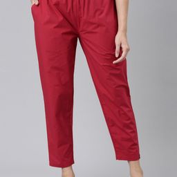 TWIN BIRDS Women Classic Mid-Rise Pure Cotton Trousers-image-69