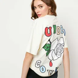 Skidlers Printed Round Neck Short Sleeves Cotton Oversized T-shirt-image-92