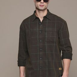 Roadster Men Relaxed Windowpane Checked Cotton Casual Shirt-image-93