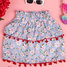 Cutiekins Girls Floral Printed Above Knee Flared Skirt-picture-16