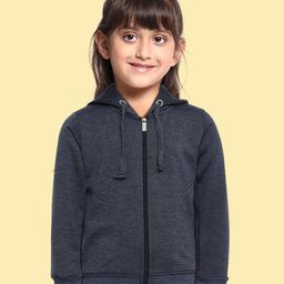 ADBUCKS Girls Navy Blue Solid Cotton Hooded Sweatshirt-image-44