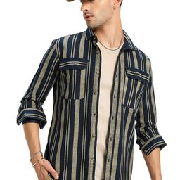 Beyoung Striped Spread Collar Relaxed Fit Casual Shirt-image-59
