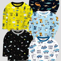 KUCHIPOO Kids Multicoloured 5 Printed Applique T-shirt-4