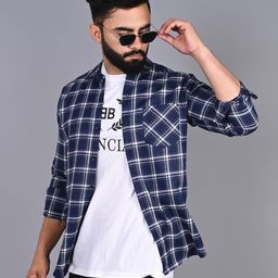 FUBAR Tartan Checked Spread Collar Cotton Casual Shirt-picture-3