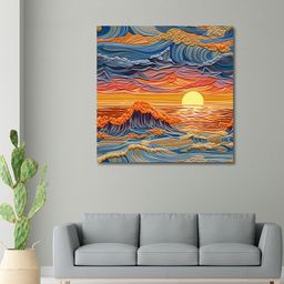 OLIVE TREE Blue & Orange Canvas Other Painting Wall Art-picture-48