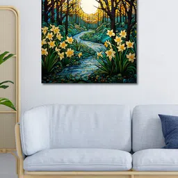 OLIVE TREE Green & White Canvas Other Painting Wall Art-image-76