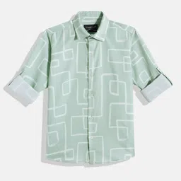 CHARCHIT Boys Comfort Abstract Printed Roll Up Sleeve Pure Cotton Casual Shirt-image-18