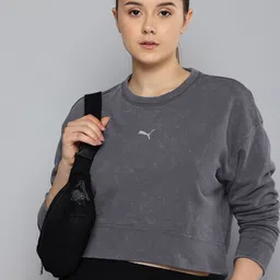 Puma Dare To Relaxed Fit Pure Cotton Washed Crop Sweatshirt-picture-5