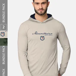 BULLMER  Pack of 2 Men Beige Printed Hooded Sweatshirt-image-62