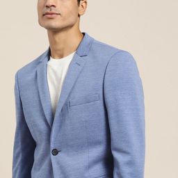 INVICTUS Men Blue Solid Single-Breasted Slim Fit Smart Casual Blazer-27