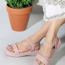 Denill Textured Embellished Open Toe Backstrap Comfort Heels-25