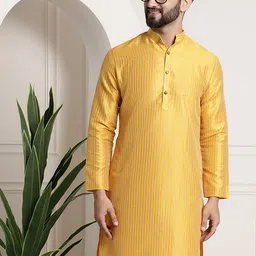SOJANYA Striped Band Collar Long sleeves Straight Kurta-picture-32