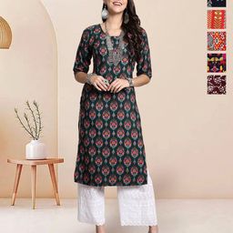 7Threads Selection Of 6 Floral Printed Round Neck Straight Kurta-image-85