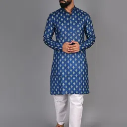 FUBAR Ethnic Motif Printed Mandarin Collar Cotton Kurta-image-18