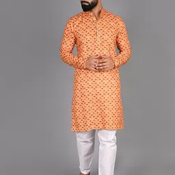 FUBAR Ethnic Motif Printed Mandarin Collar Cotton Kurta-image-91