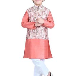 itsmycostume Mandarin Collar Pure Cotton Straight Kurta With Pyjamas & Nehru Jacket-image-100