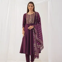 Jompers Women Ethnic Motifs Embroidered Sequinned Kurta with Trousers & With Dupatta-42