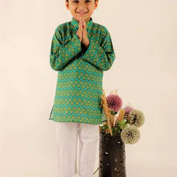 Superminis Boys Ethnic Motifs Printed Pure Cotton Kurta with Pyjamas-2