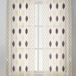 RIDHAAN Gold-Toned & White 2 Pcs Floral Sheer Door Curtains-37