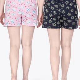 ariel Women Pack Of 2 Printed Pure Cotton Lounge Shorts-picture-7