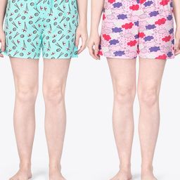 ariel Women Pack Of 2 Printed Pure Cotton Lounge Shorts-image-13