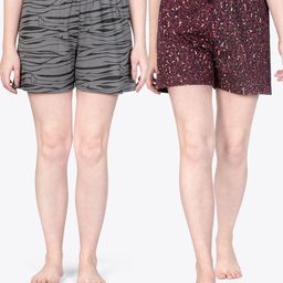 ariel Women Pack Of 2 Pure Cotton Printed Lounge Shorts-picture-11