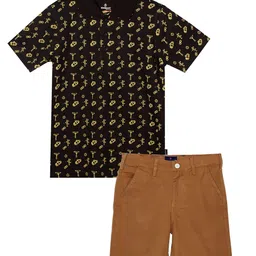 KiddoPanti Boys Printed Pure Cotton T-shirt With Shorts Set-image-59