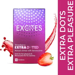 Mojocare Men Excites Extra Dotted Condoms - Strawberry- 10 Pcs-image-74