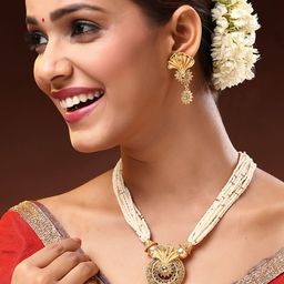 ADIVA 22K Gold-Plated Stones Studded & Beaded Jewellery Set-74