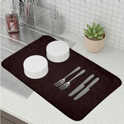 Kuber Industries Blue & Brown 3 Pieces Kitchen Self Drying Microfiber Table Placemats-56